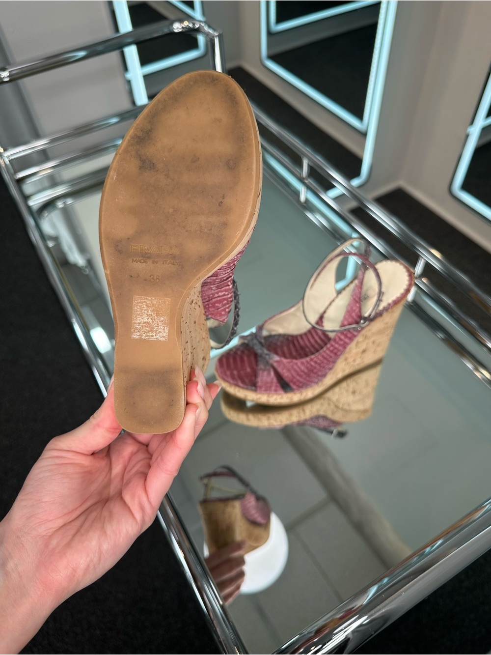 Prada Ombr Snake Cork Wedge - image 2